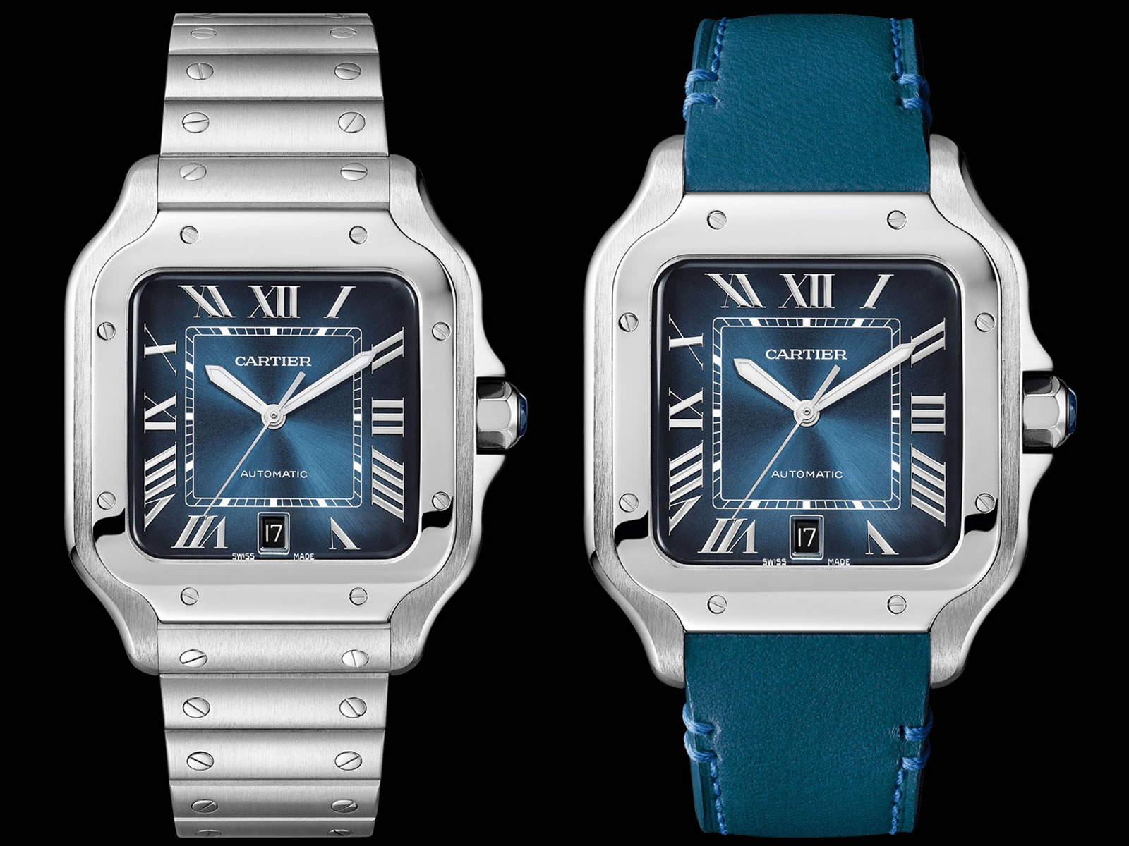 cartier santos blue face