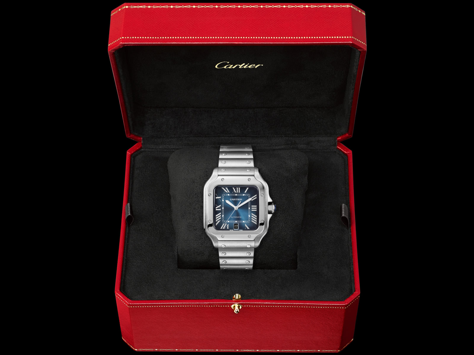 cartier blue face watch