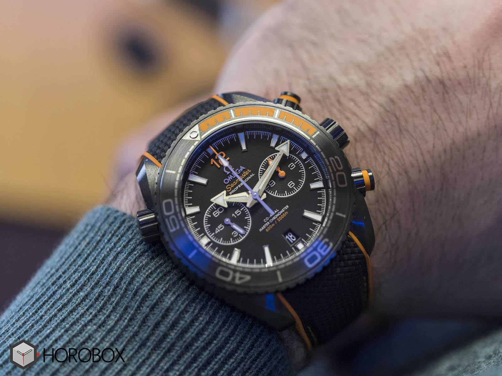 omega deep black chronograph