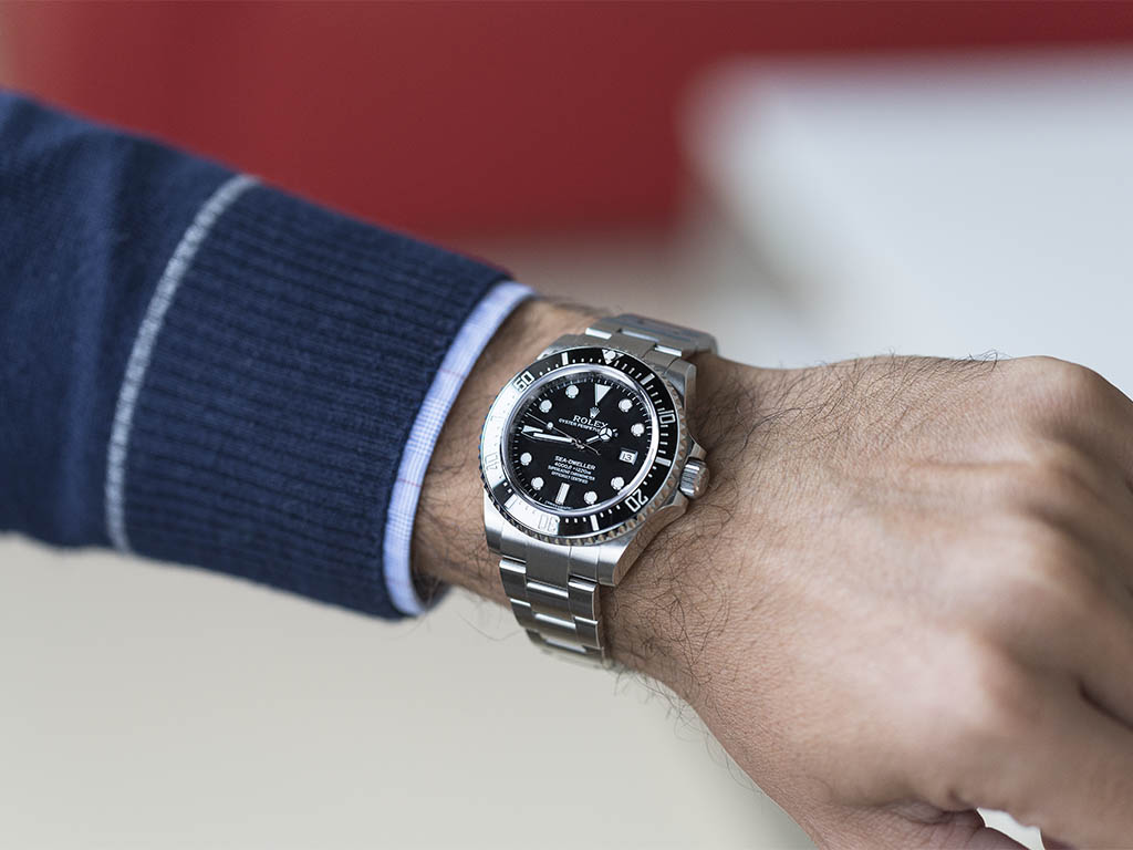 rolex deepsea on small wrist