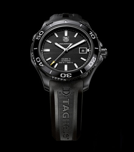 WAK2180.FT6027 AQUARACER 500M CERAMIC Calibre 5 Full Black TAG