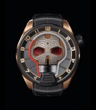 Skull Red Eye Diamonds Black DLC Titanium and Pink Gold