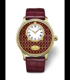Petite Heure Minute Circled Burgundy Paillonnee Enamel Only Watch 2015 Yellow Gold